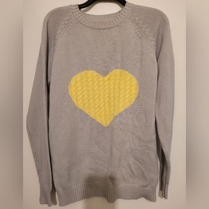 Gray and yellow heart sweater